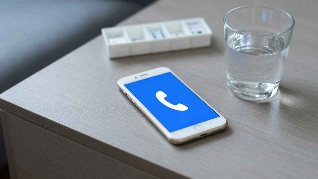 Ucisk w klatce piersiowej i telefon przygotowany do wezwania pomocy