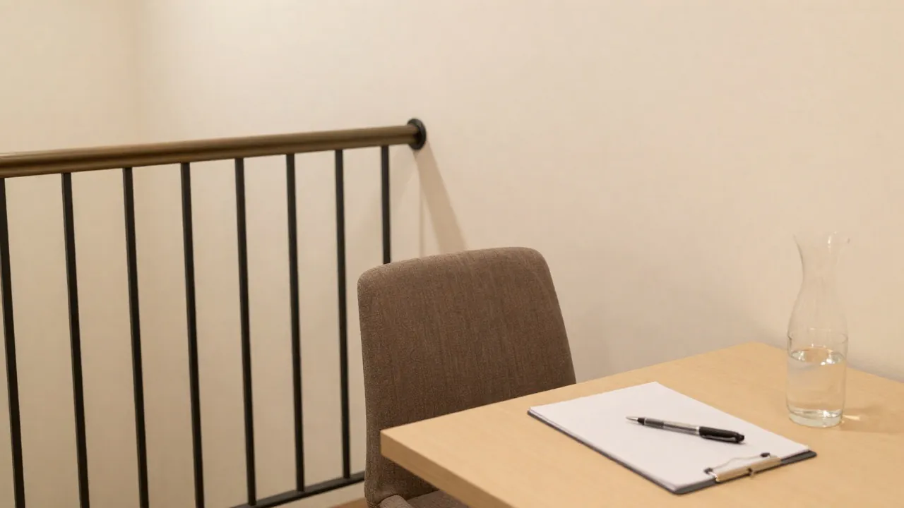 Stabilne krzesło, poręcz i woda w miejscu przygotowanym na Zawroty głowy przy wstawaniu, dlaczego się pojawiają - Zawroty głowy przy wstawaniu – dlaczego się pojawiają?