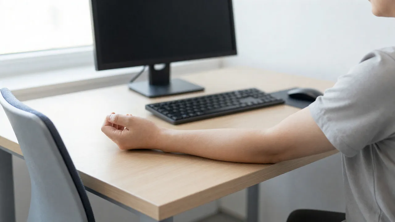Drętwienie lewej ręki przy ucisku nerwu i pracy przy biurku