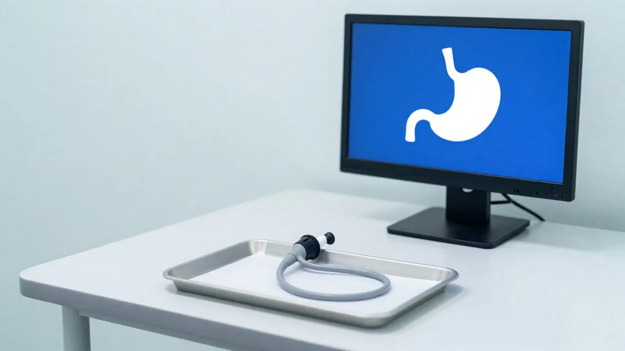 Endoskop i monitor używane w diagnostyce refluksu, refluks, jakie daje objawy i jak go rozpoznać - Refluks – jakie daje objawy i jak go rozpoznać?